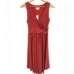 Maeve Anthropologie Women's V Neck Burnt Orange Midi Nora Modal Blend Dress XS